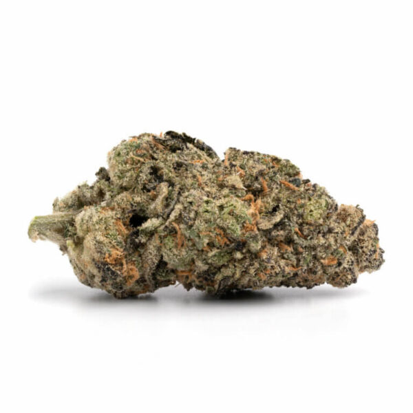 Mimosa THCa Flower – bright, dense buds covered in trichomes with hints of orange and green.