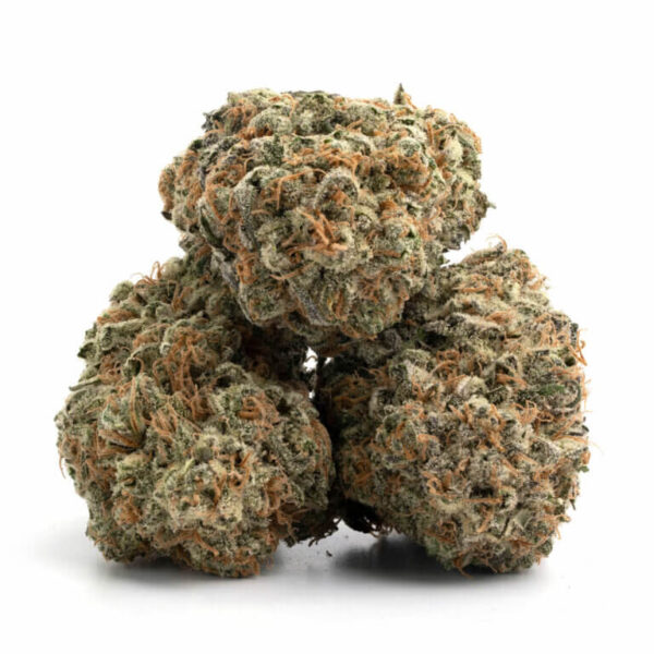 Moroccan Peaches THCa Flower – vibrant peach-colored cannabis buds with a frosty layer of trichomes.